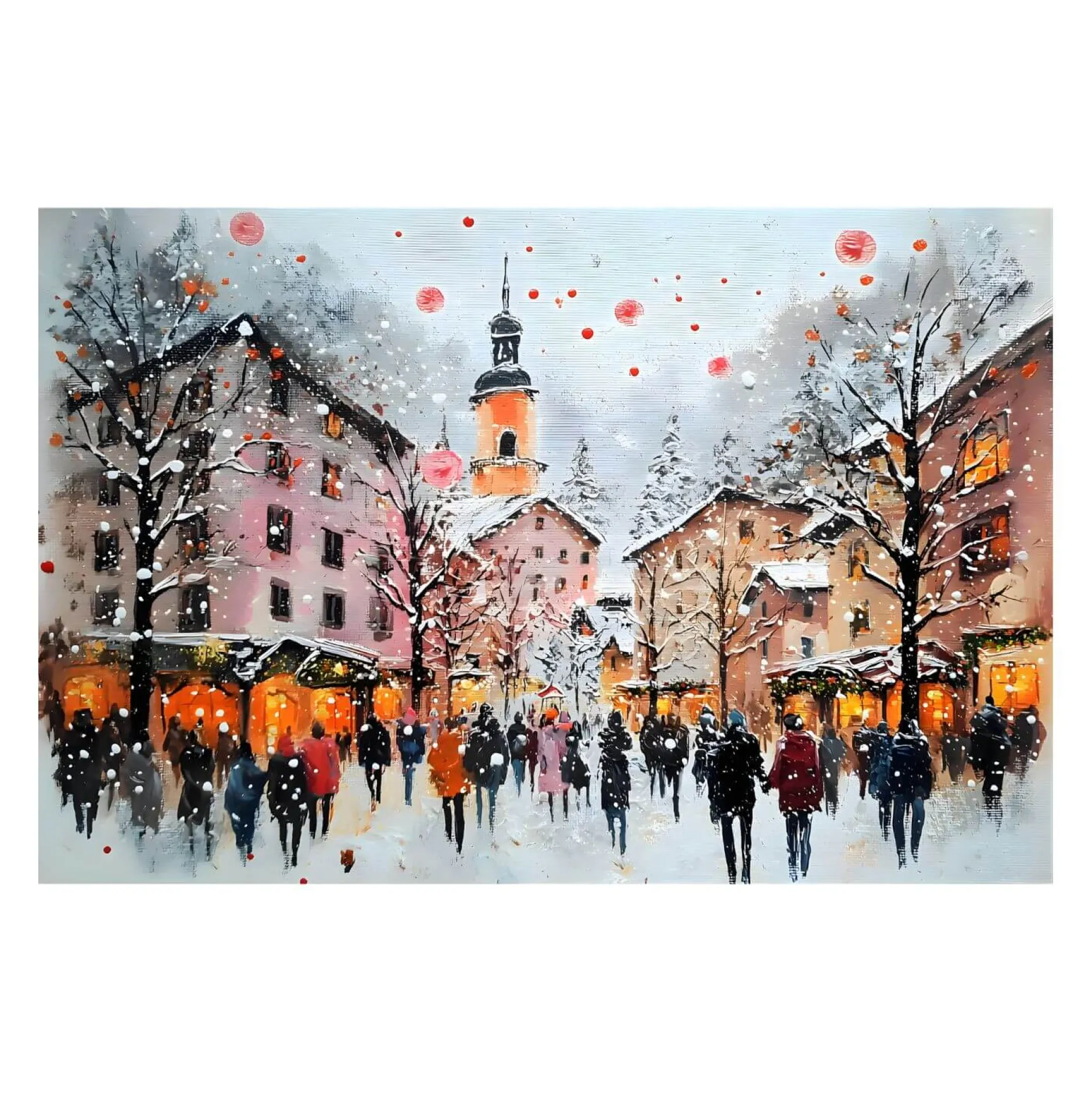 Handgemaltes Gemälde 'Weihnachtsmarkt' | Echtheitszertifikat inklusive