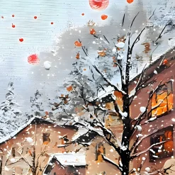 Handgemaltes Gemälde 'Weihnachtsmarkt' | Echtheitszertifikat inklusive