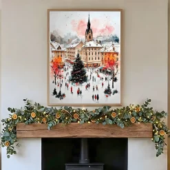 Handgemaltes Gemälde 'Weihnachten in der Stadt' | Echtheitszertifikat inklusive