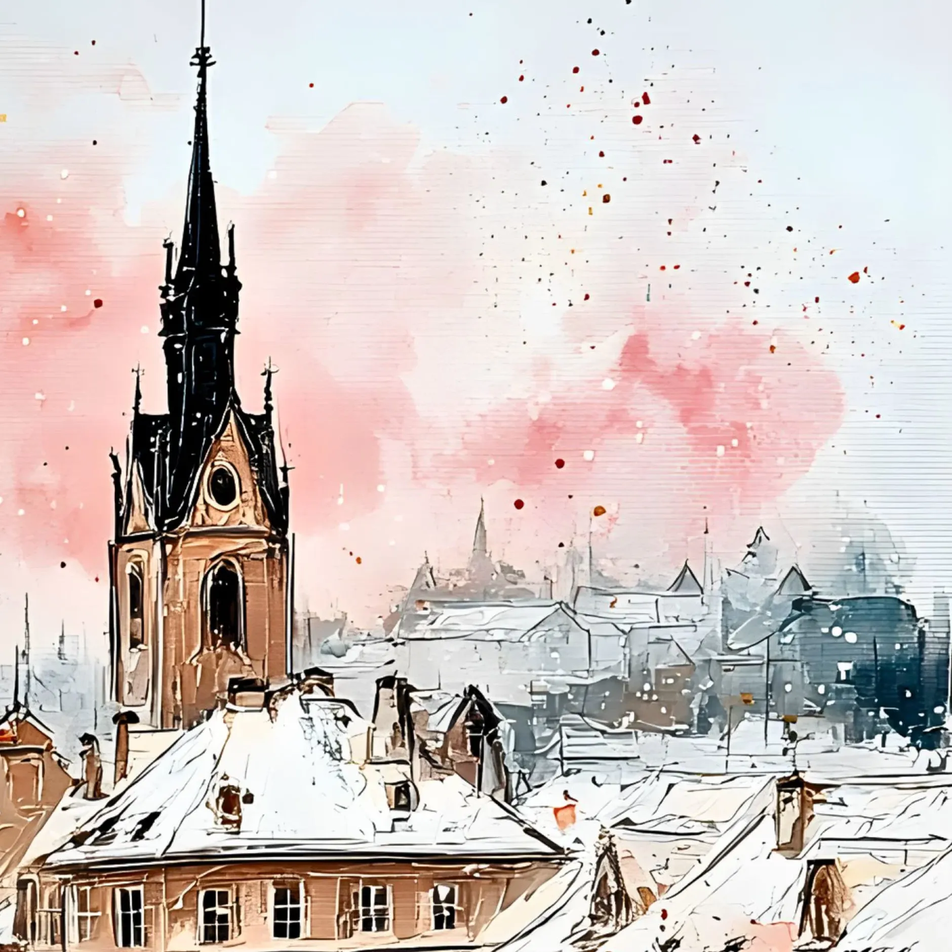Handgemaltes Gemälde 'Weihnachten in der Stadt' | Echtheitszertifikat inklusive
