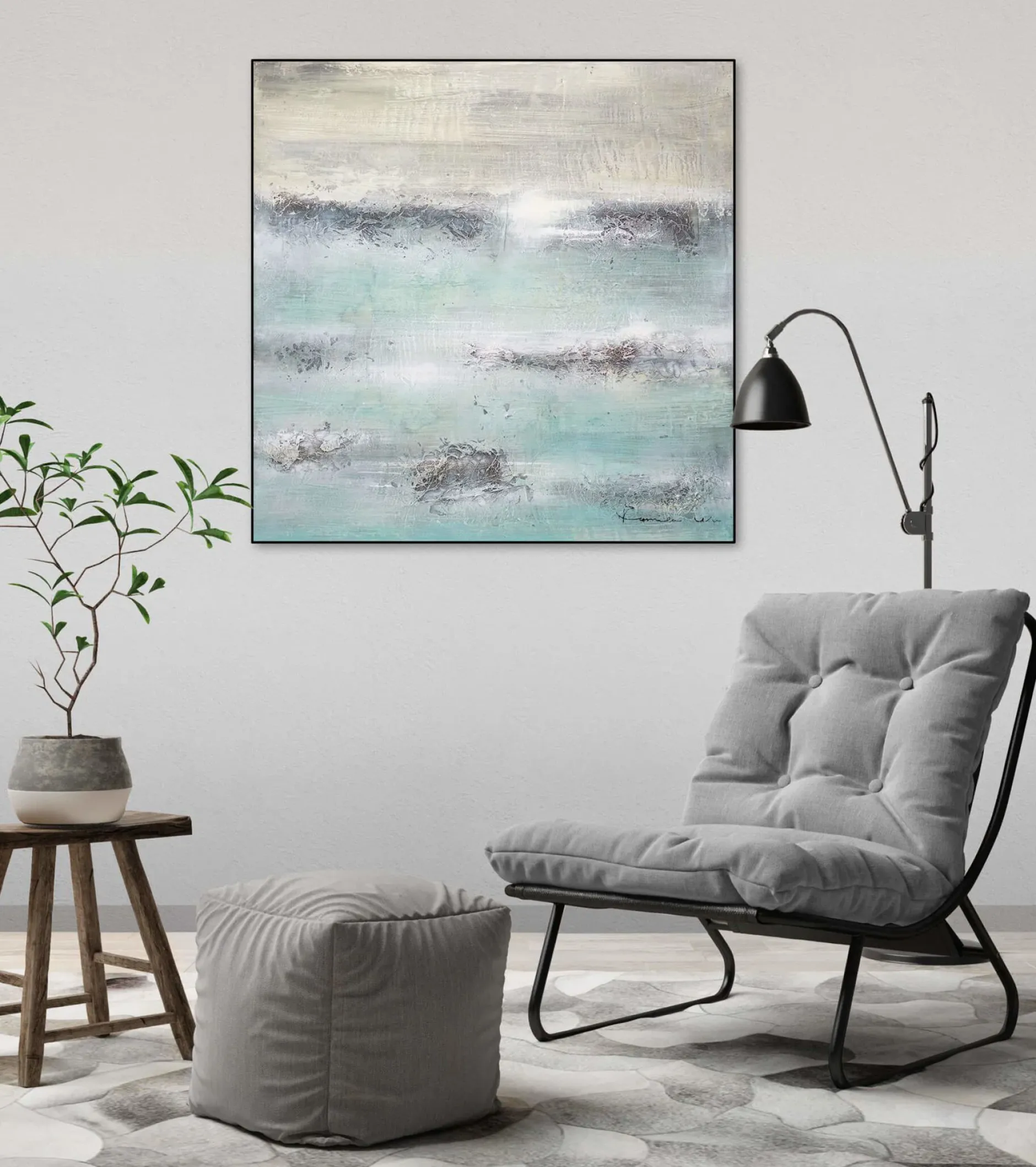 Handgemaltes Gemälde 'Wellenrauschen' 80x80cm | inkl. Echtheitszertifikat