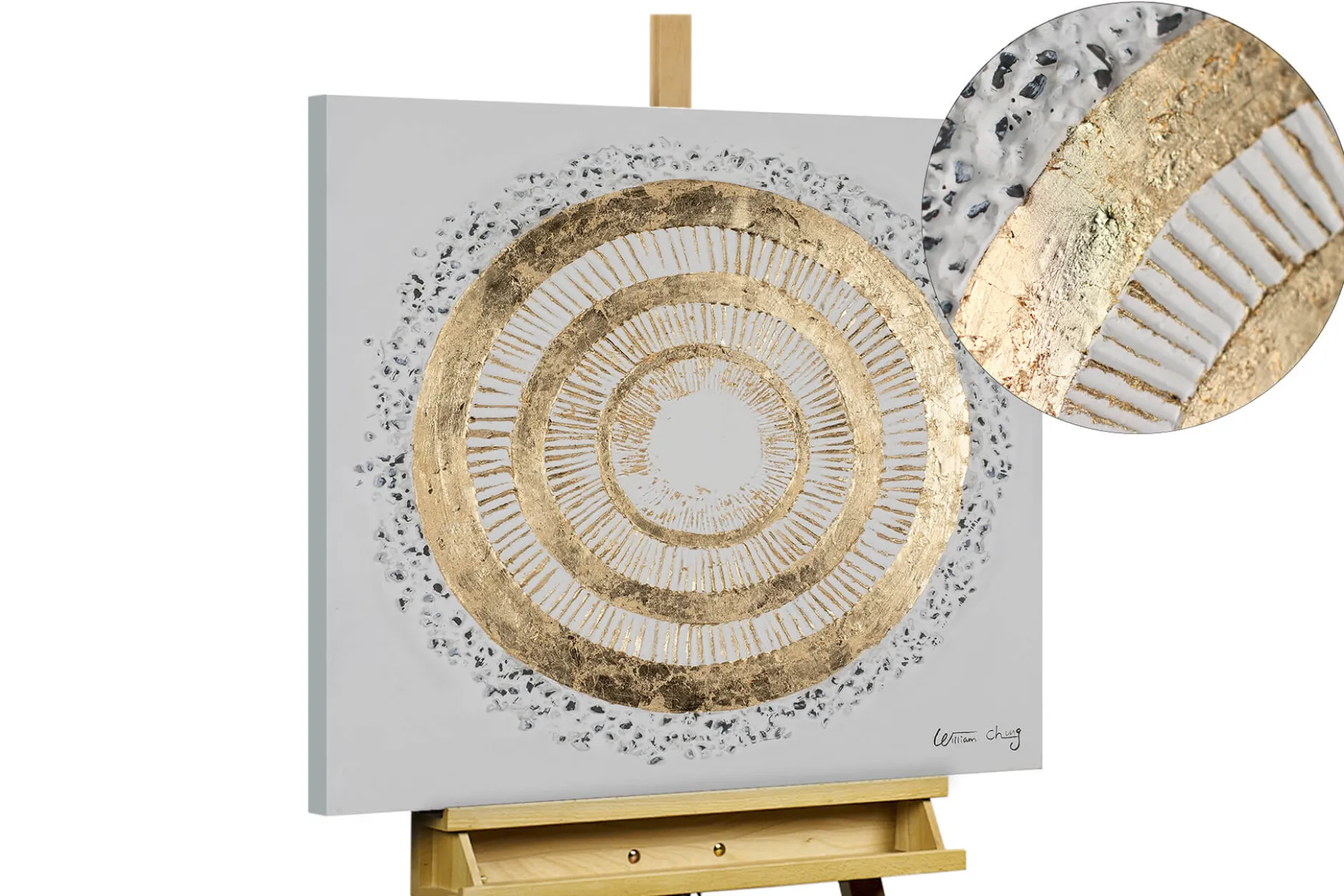 Handgemaltes Gemälde 'White golden Halo' 60x60cm | inkl. Echtheitszertifikat