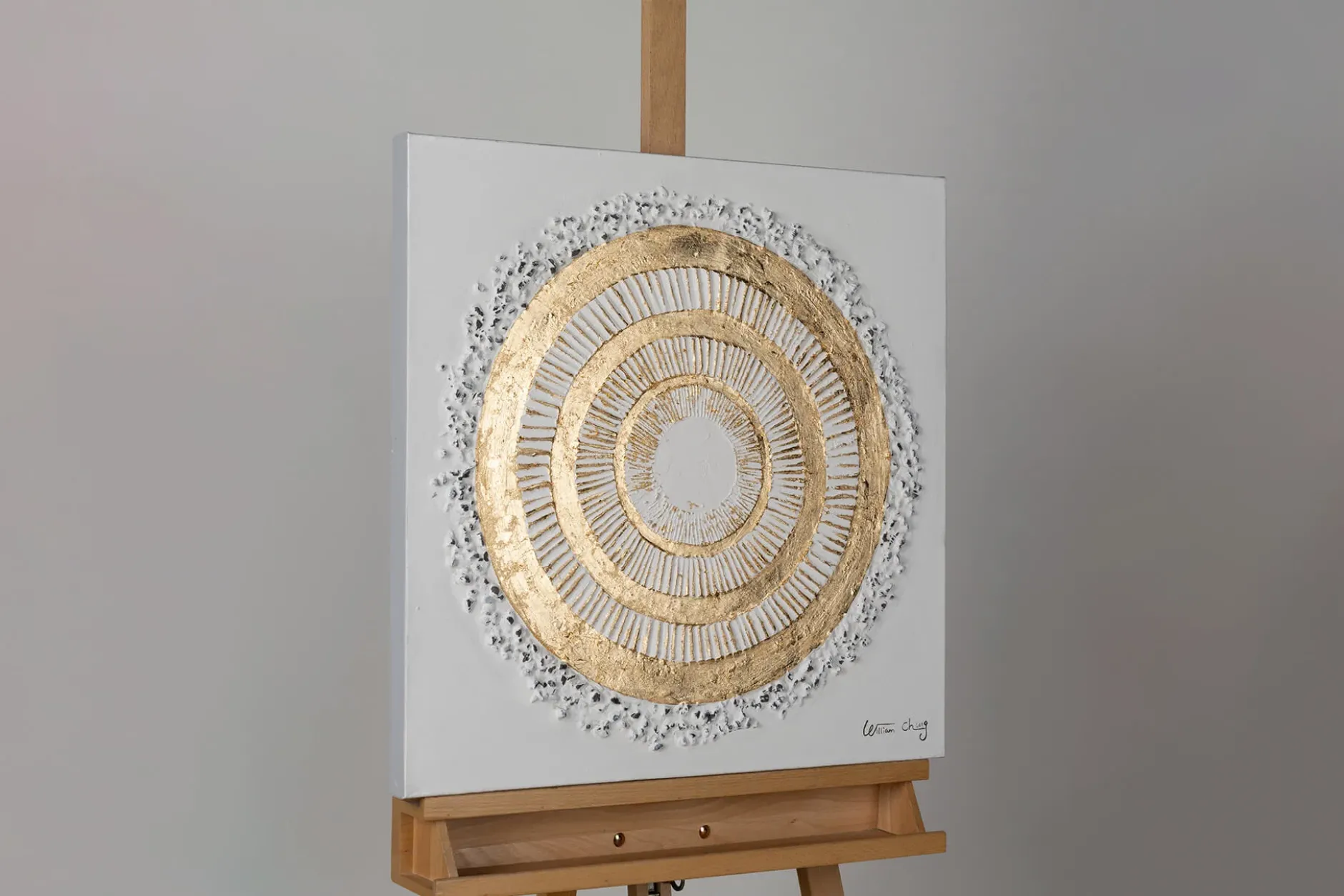 Handgemaltes Gemälde 'White golden Halo' 60x60cm | inkl. Echtheitszertifikat