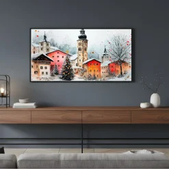 Handgemaltes Gemälde 'Winterlicher Uhrturm' | Echtheitszertifikat inklusive