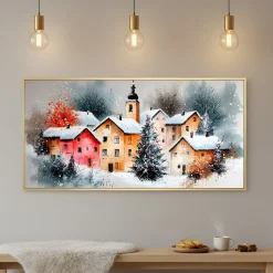 Handgemaltes Gemälde 'Winterliches Dorf' | Echtheitszertifikat inklusive