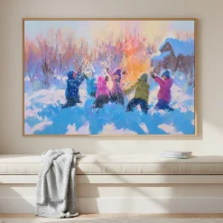 Handgemaltes Gemälde 'Winterspielzeit' | Echtheitszertifikat inklusive