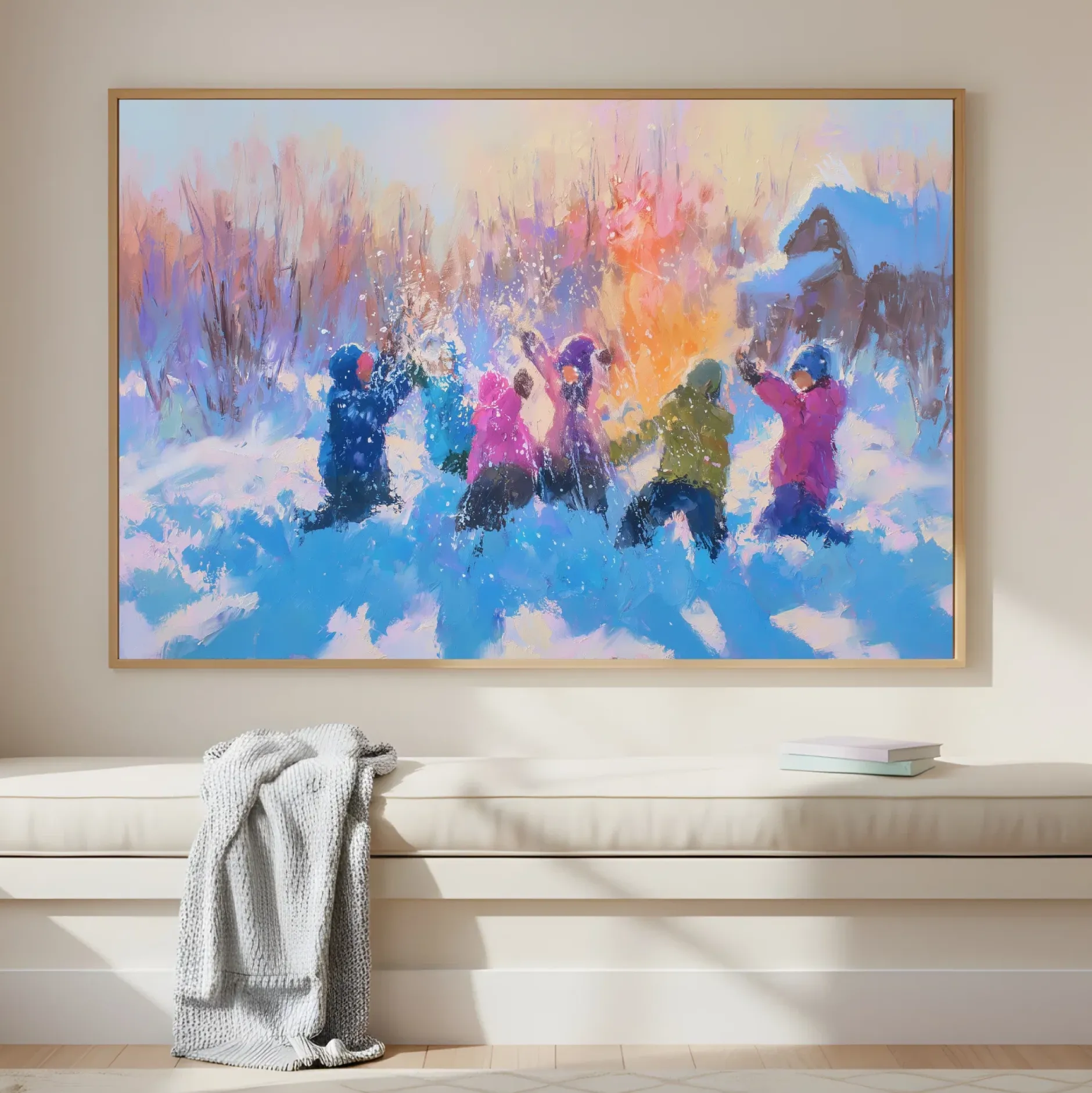 Handgemaltes Gemälde 'Winterspielzeit' | Echtheitszertifikat inklusive