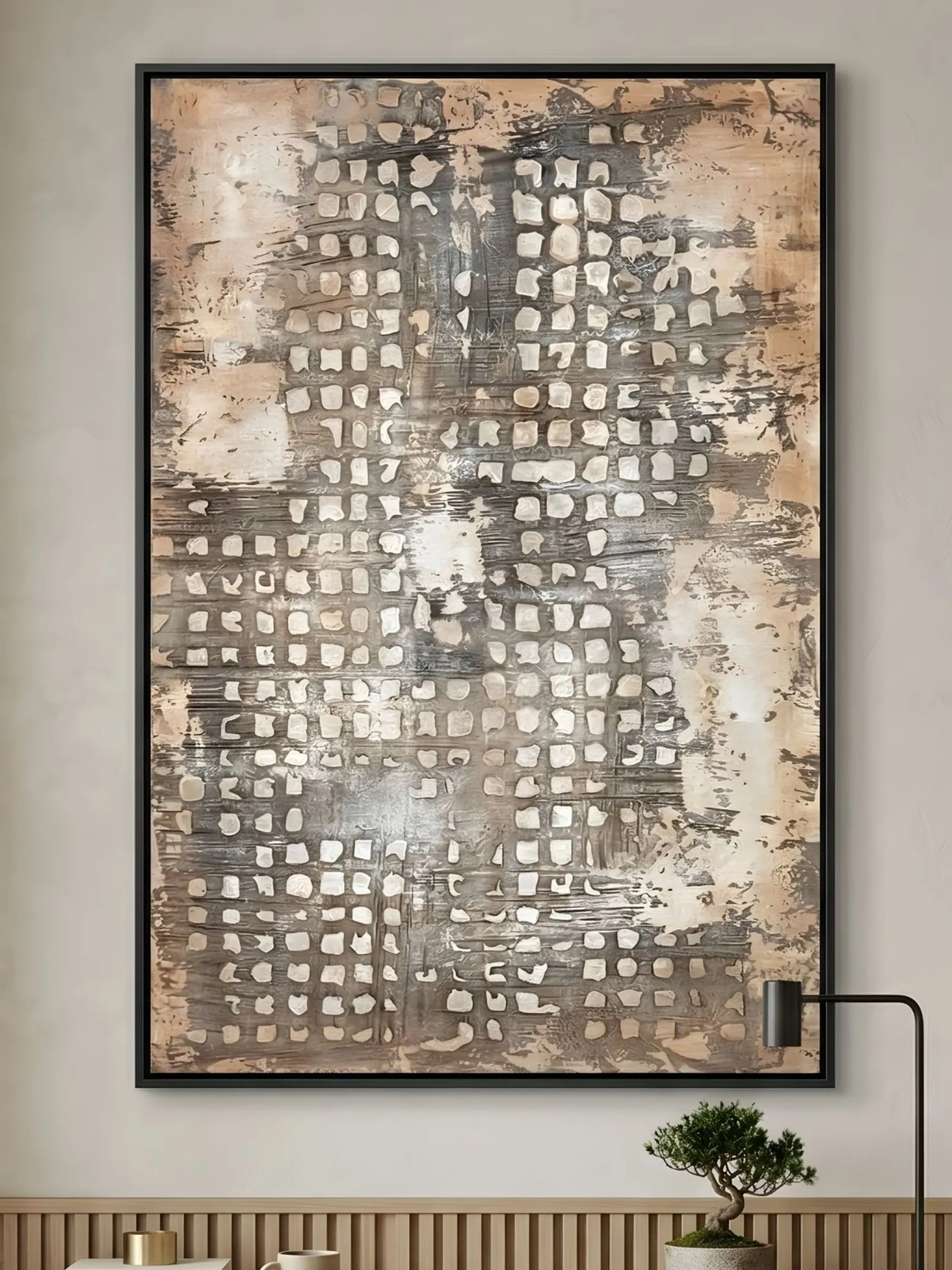 Handgemaltes Gemälde 'Worn Grid' 60x90cm | inkl. Echtheitszertifikat