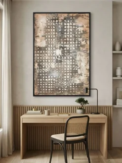 Handgemaltes Gemälde 'Worn Grid' 60x90cm | inkl. Echtheitszertifikat