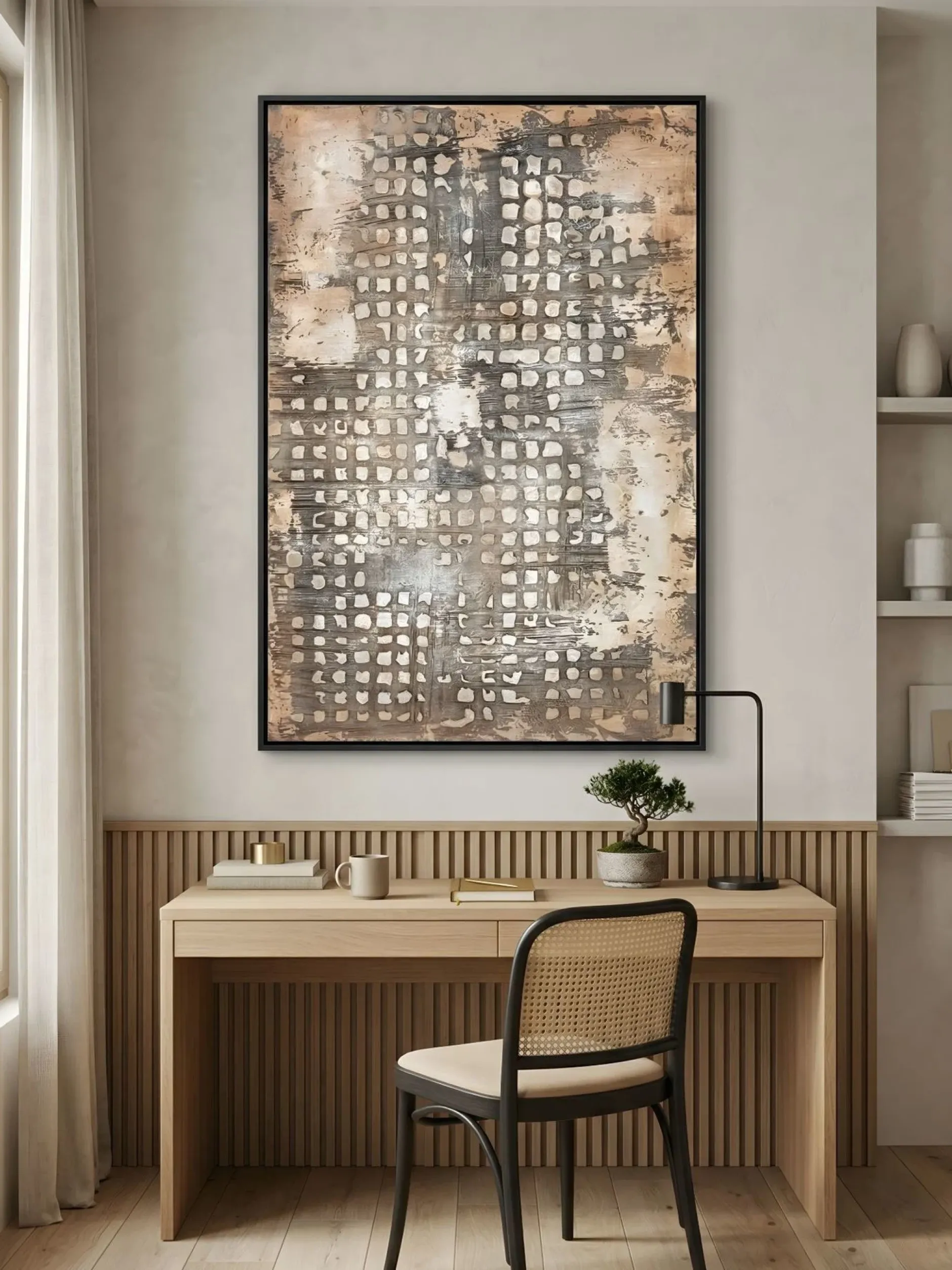 Handgemaltes Gemälde 'Worn Grid' 60x90cm | inkl. Echtheitszertifikat