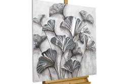 Handgemaltes Gemälde 'Zarte Blätter' 80x80cm | inkl. Echtheitszertifikat