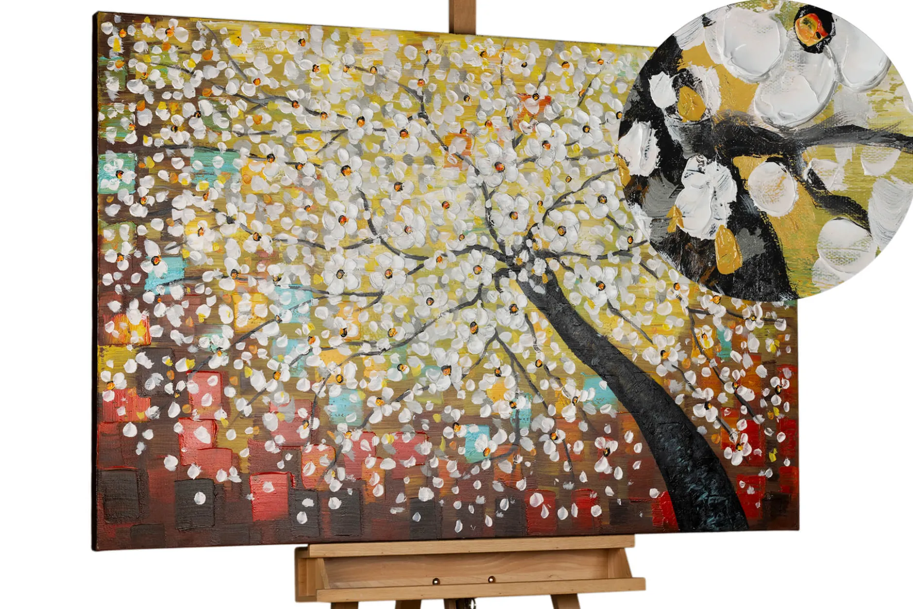 Handgemaltes Gemälde 'Zauber im Baumwipfel' 120x80cm | inkl. Echtheitszertifikat
