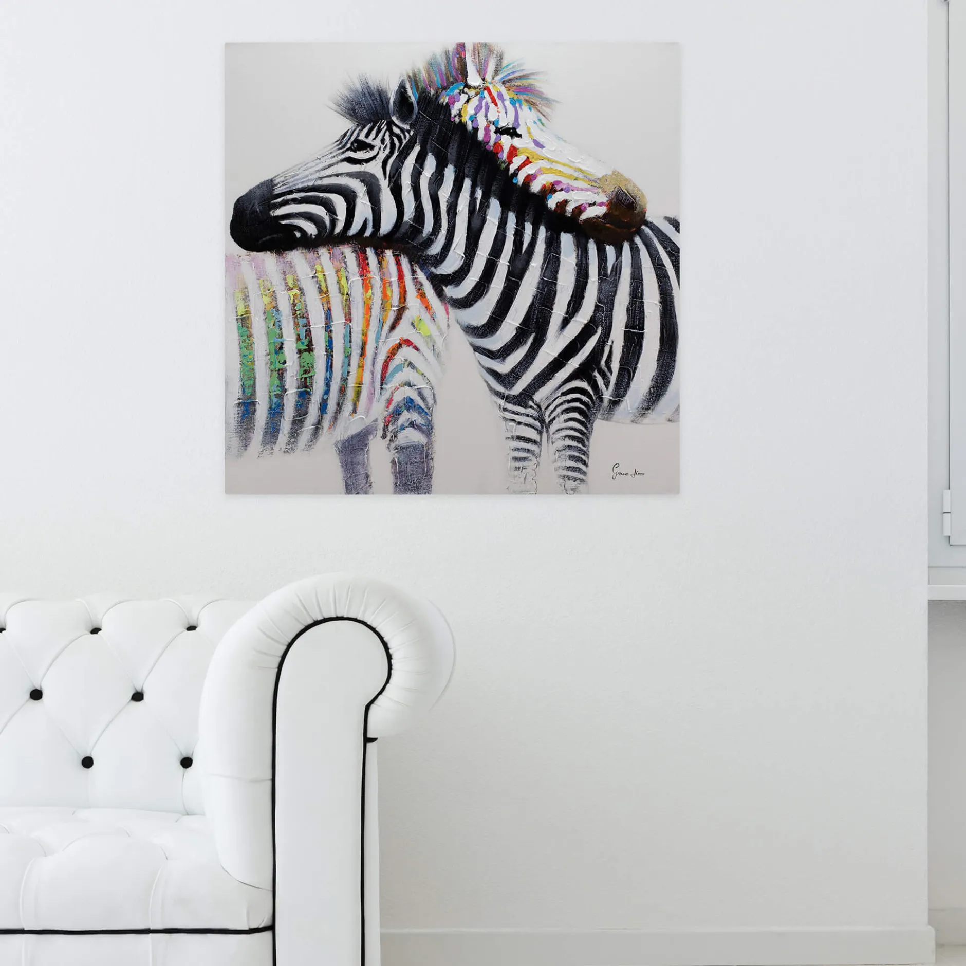 Handgemaltes Gemälde 'Zebraliebe' 80x80cm | inkl. Echtheitszertifikat