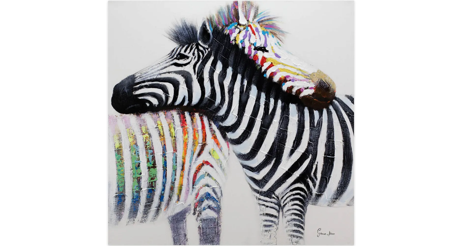 Handgemaltes Gemälde 'Zebraliebe' 80x80cm | inkl. Echtheitszertifikat