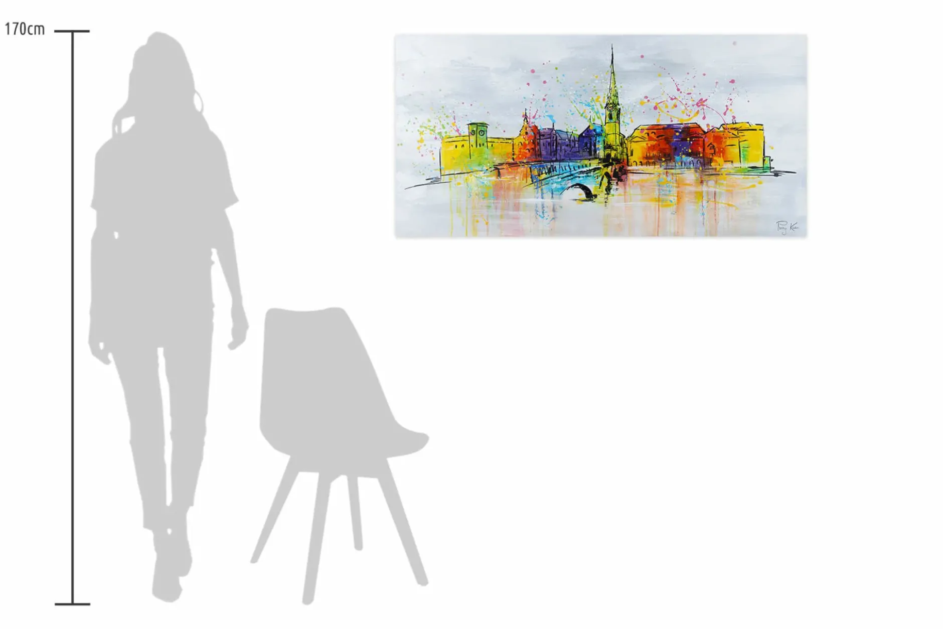 Handgemaltes Gemälde ' Zurich Skyline Silhouette' 120x60cm | inkl. Echtheitszertifikat