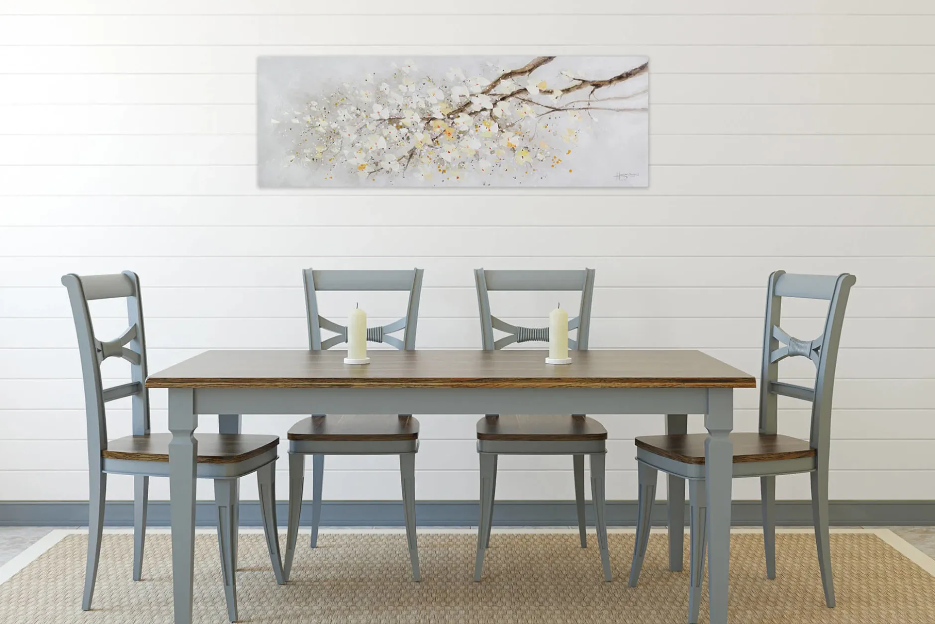 Handgemaltes Gemälde 'Zwischen verzweigten Ästen' 150x50cm | inkl. Echtheitszertifikat