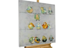 Handgemaltes Gemälde 'Zwitschern im Morgentau' 80x80cm | inkl. Echtheitszertifikat