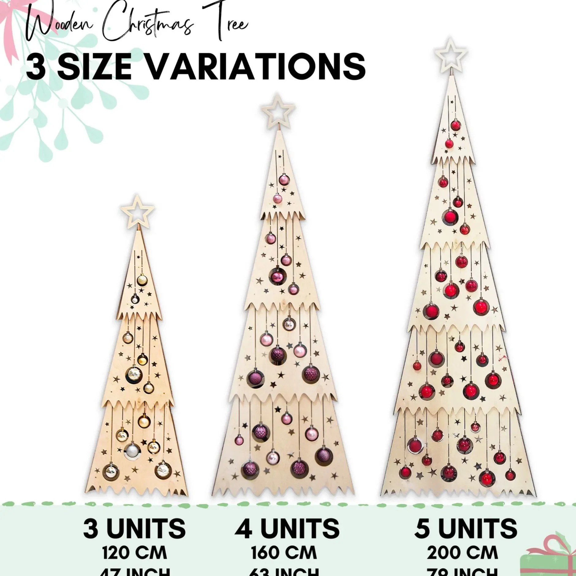 Hölzerner Weihnachtsbaum 'Festive 5 Unit'