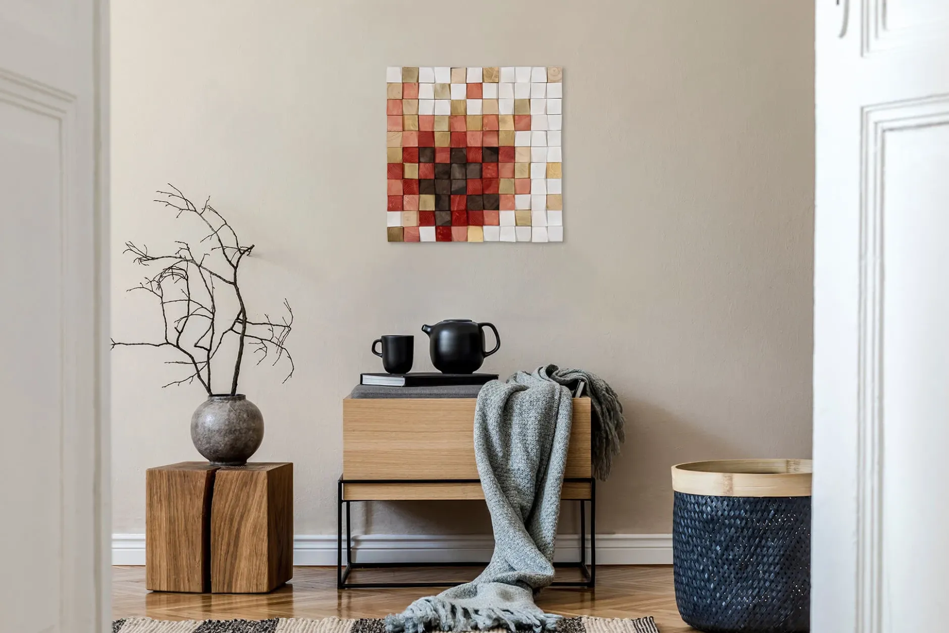 Holzbild 3D 'Colours of Dawn' 75x75x7,5cm