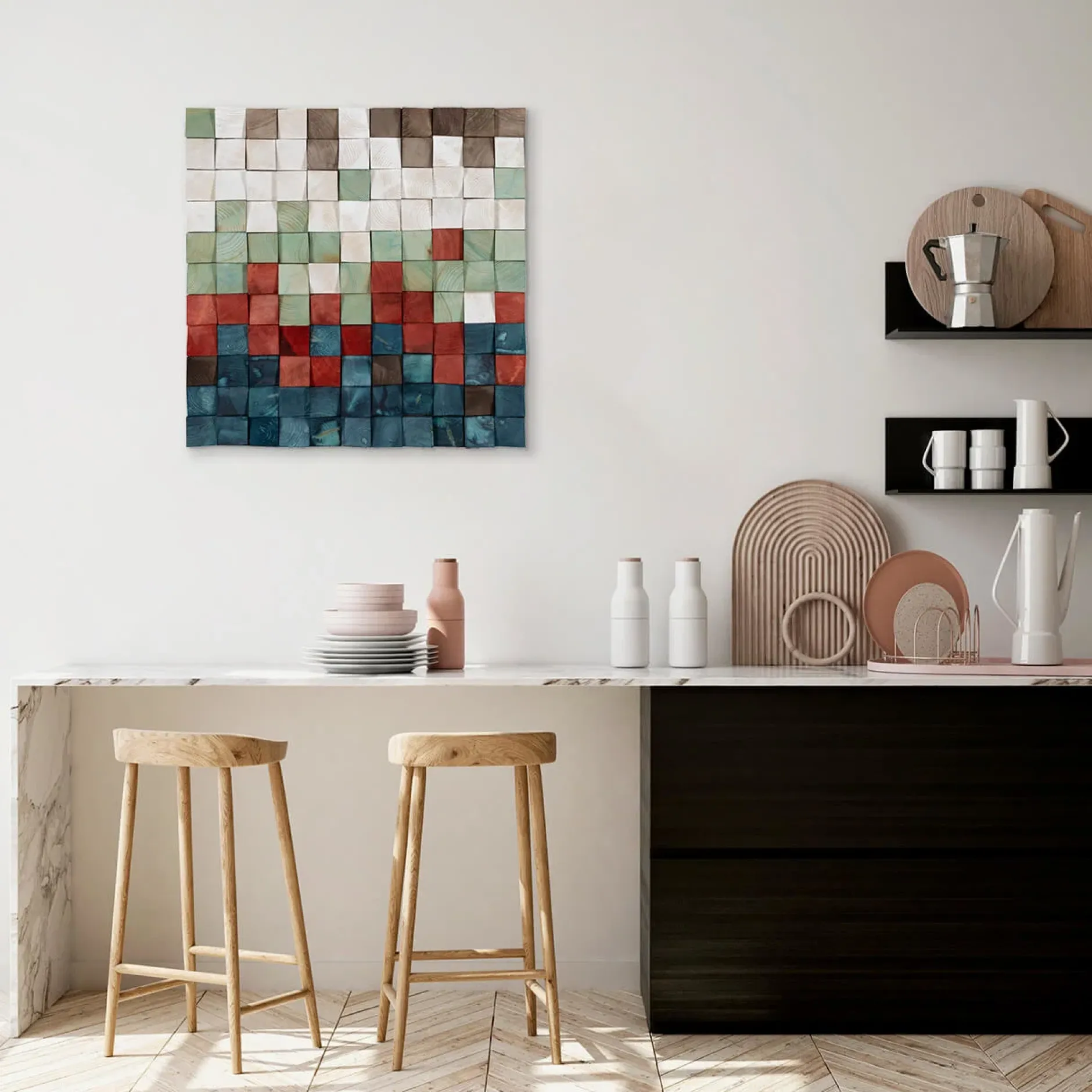 Holzbild 3D 'Colours of Sunset' 75x75x7,5cm