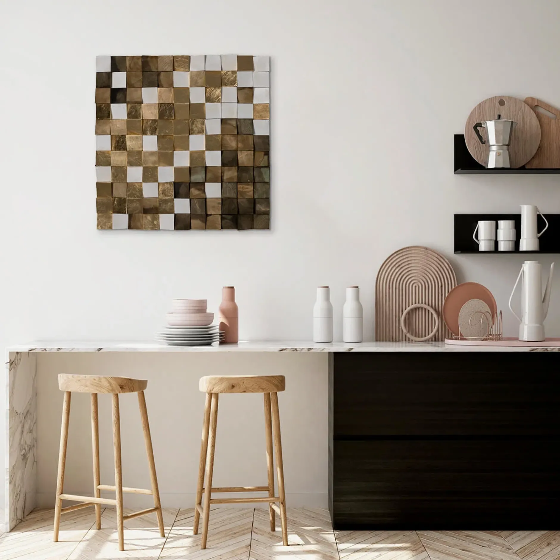 Holzbild 3D 'Colours of Well-being' 75x75x7,5cm