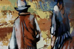 Holzbild 3D 'Cowboys Ride at Sunset' 100x75x6cm