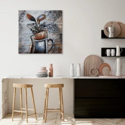 Holzbild 3D 'Golfpartie' 60x60x5cm