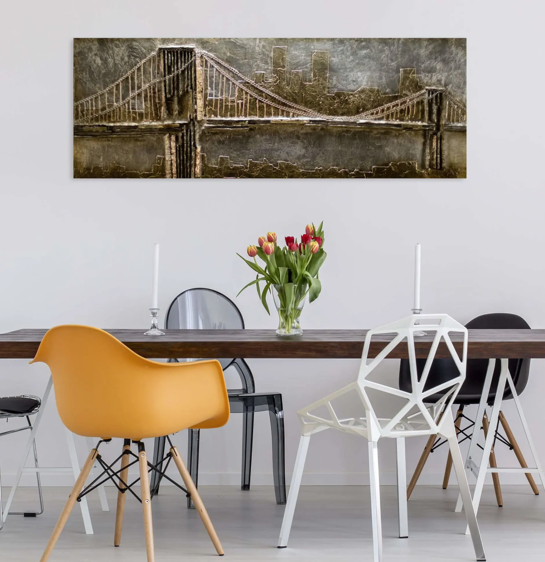 Holzbild 3D 'Le Pont d'Or' 144x44x7cm