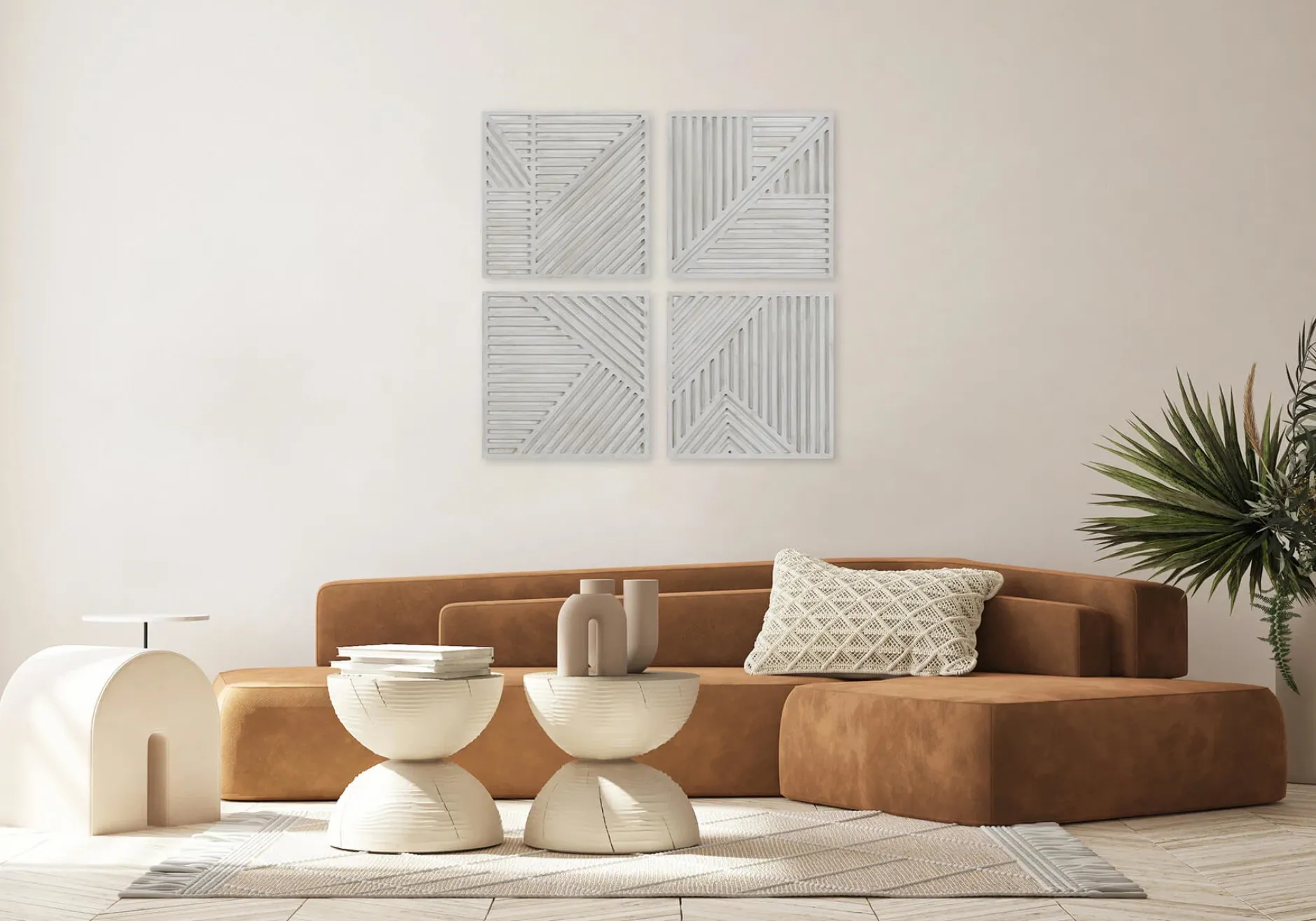 Holzbild 3D 'Musterhaftes Quartett' 100x100x4cm