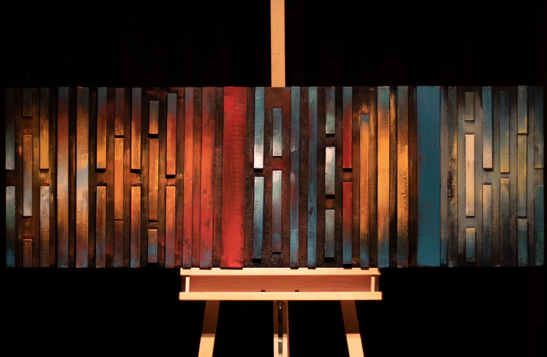 Holzbild 3D 'Nachtschimmer' 144x44x6cm