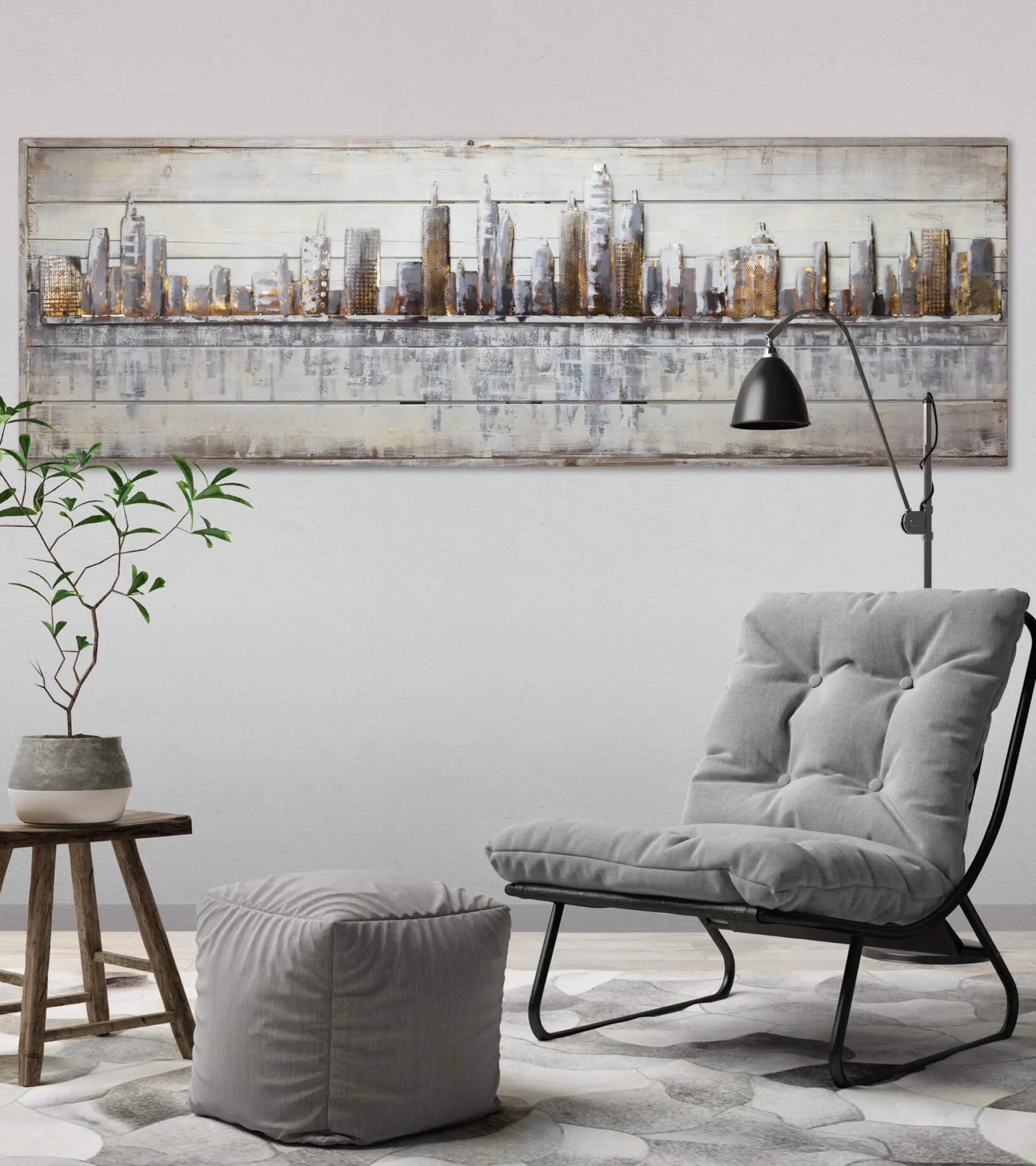Holzbild 3D 'Next Stop: USA' 150x50x5cm