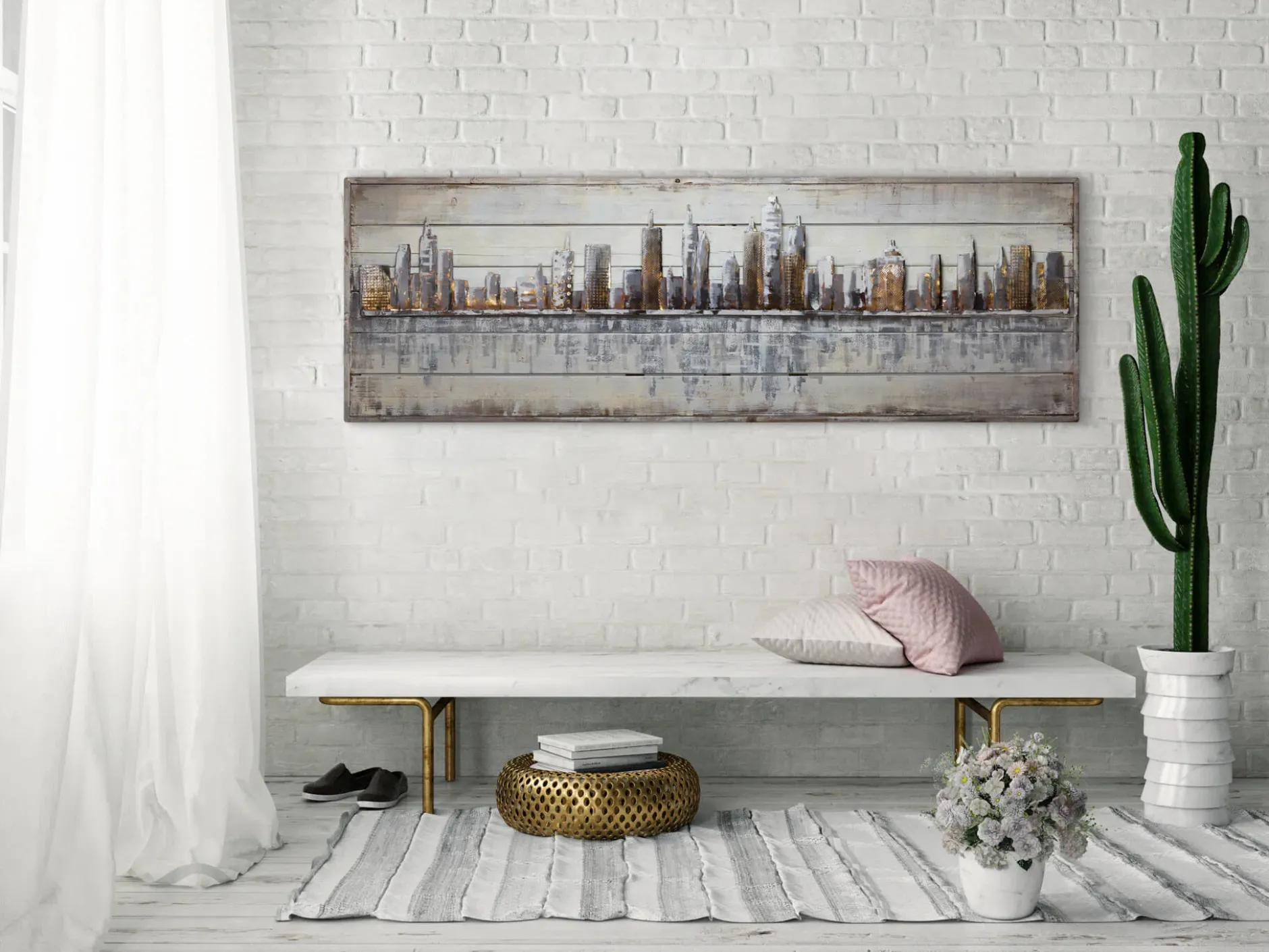 Holzbild 3D 'Next Stop: USA' 150x50x5cm
