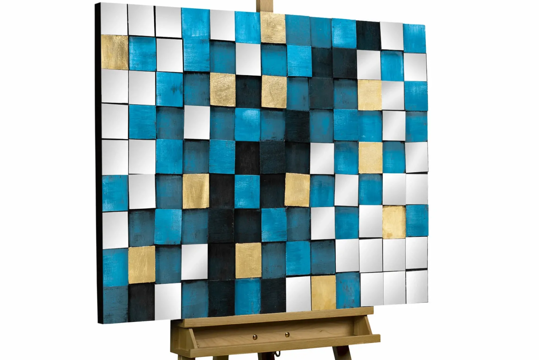 Holzbild 3D 'Schimmerndes Meer' 100x70x5cm