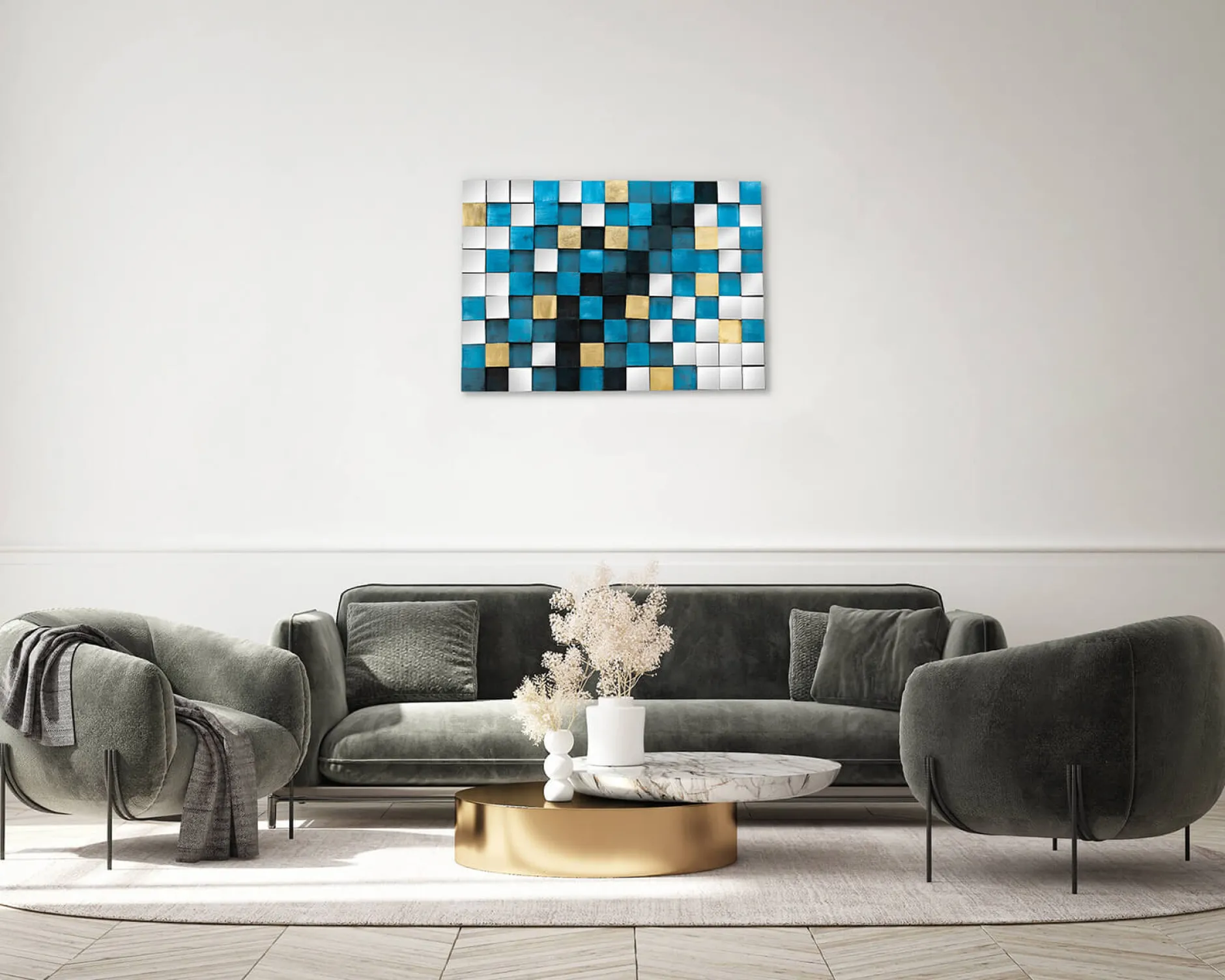 Holzbild 3D 'Schimmerndes Meer' 100x70x5cm