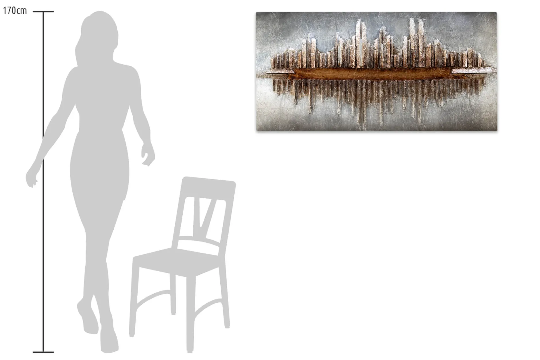 Holzbild 3D 'Skycraper Silhouette' 120x60x7cm