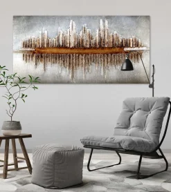 Holzbild 3D 'Skycraper Silhouette' 120x60x7cm