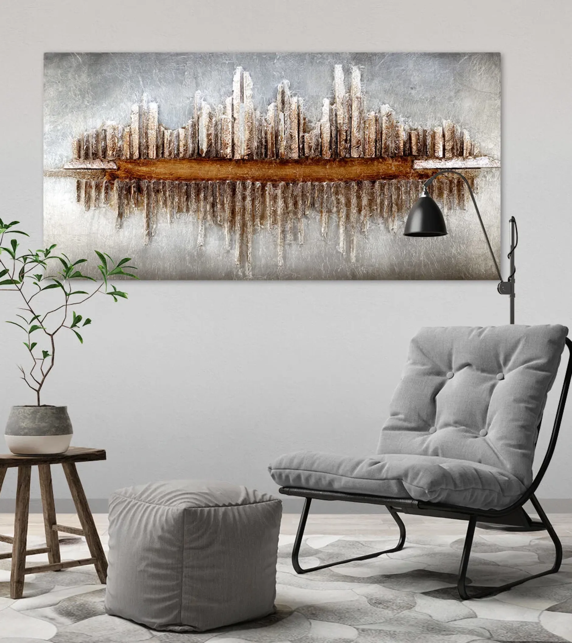 Holzbild 3D 'Skycraper Silhouette' 120x60x7cm