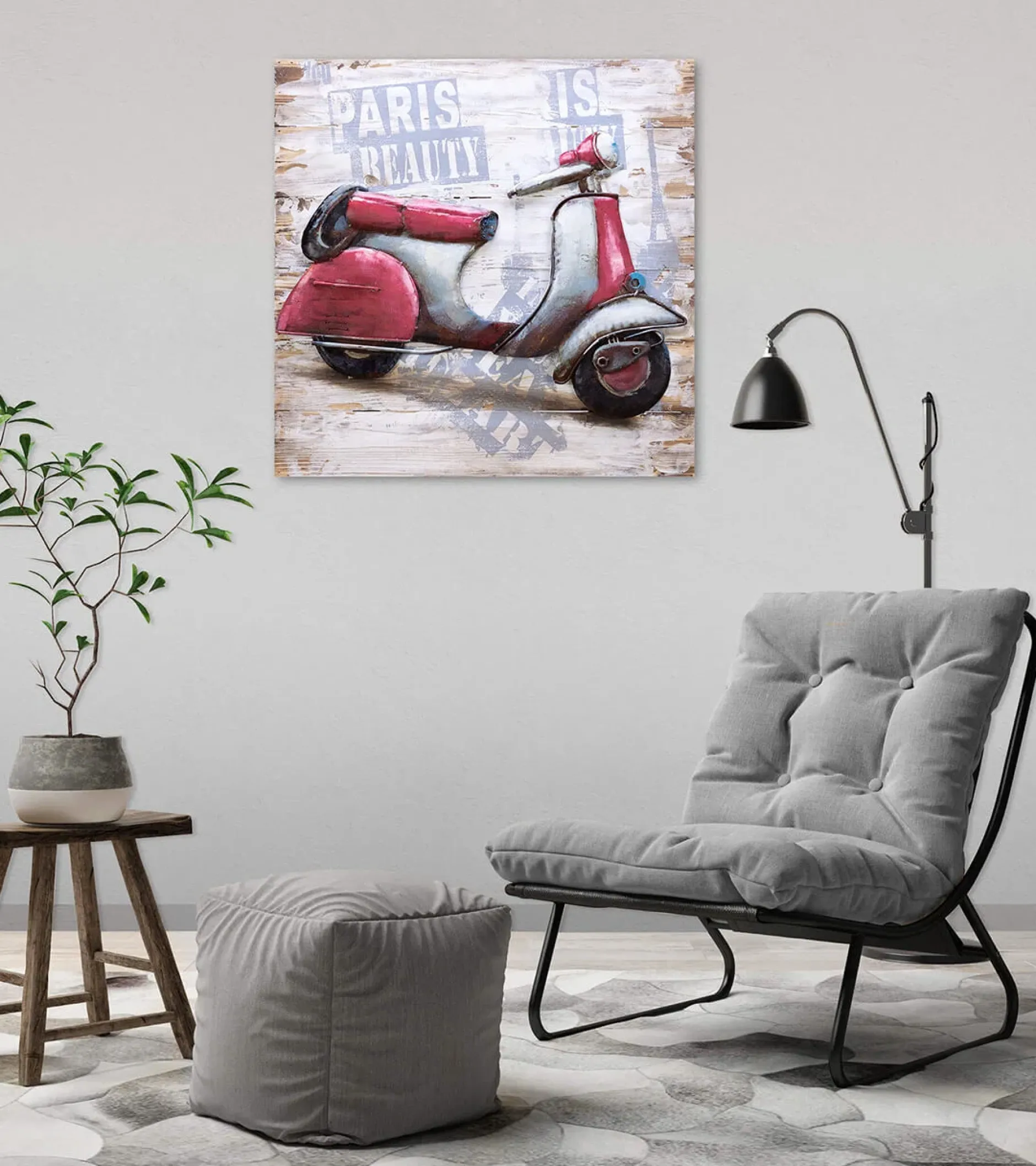Holzbild 3D 'When in Paris' 60x60x5cm