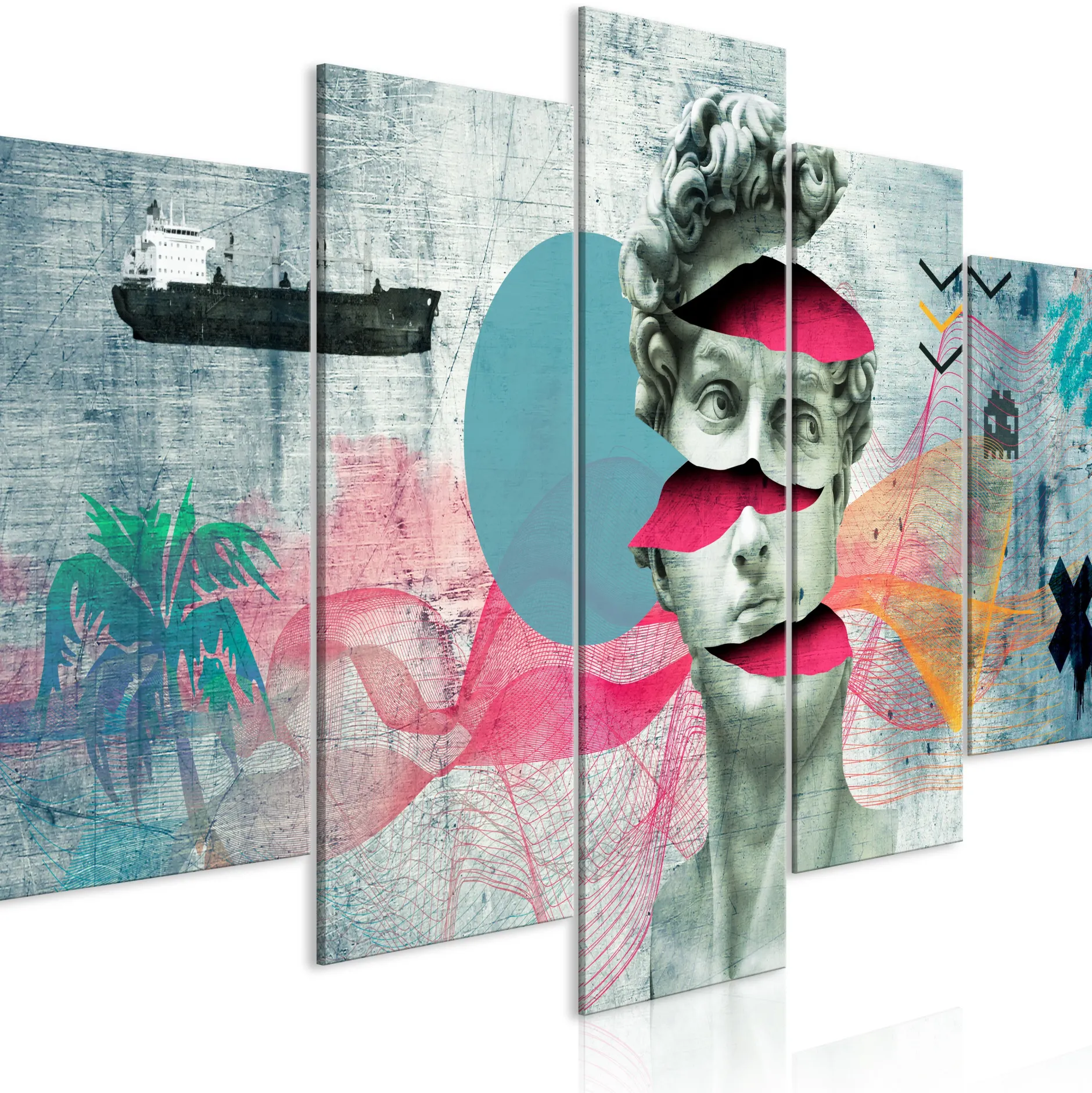 Kunstdruck auf Leinwand 'Ancient Head (5-teilig) Wide'