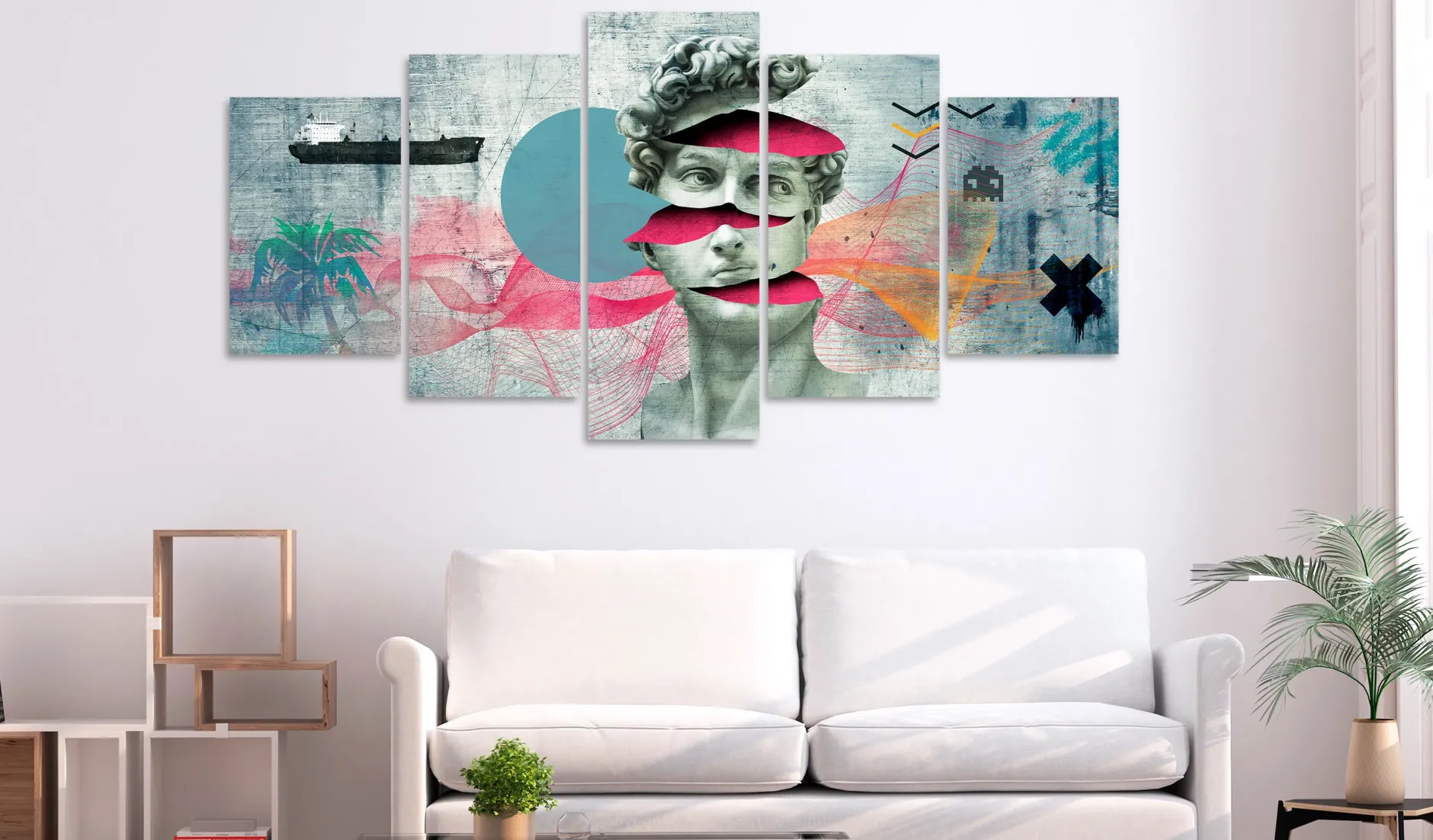 Kunstdruck auf Leinwand 'Ancient Head (5-teilig) Wide'
