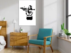 Kunstdruck auf Leinwand 'Banksy Mona Lisa with Rocket Launcher Vertical'