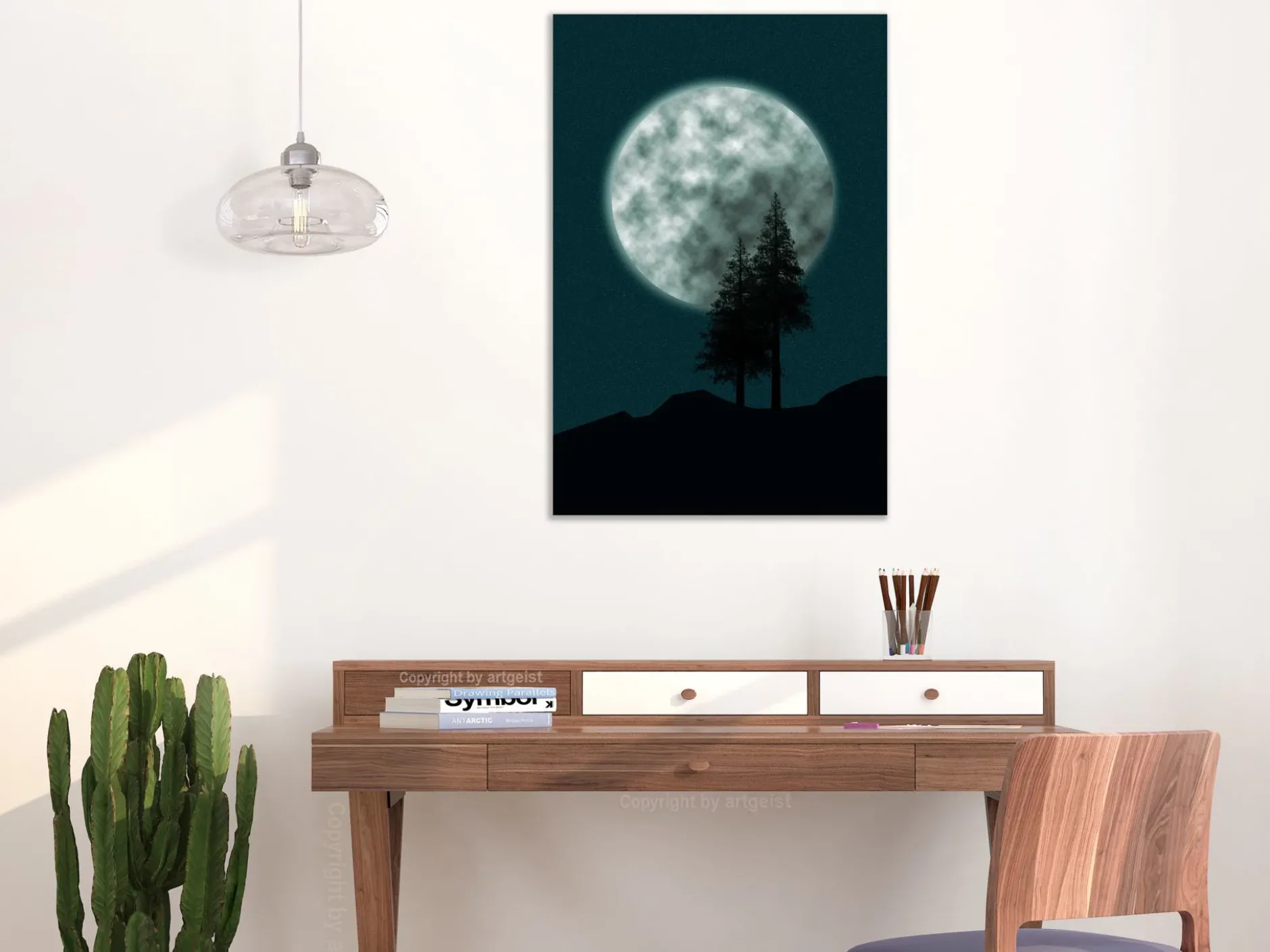 Kunstdruck auf Leinwand 'Beautiful Full Moon Vertical'