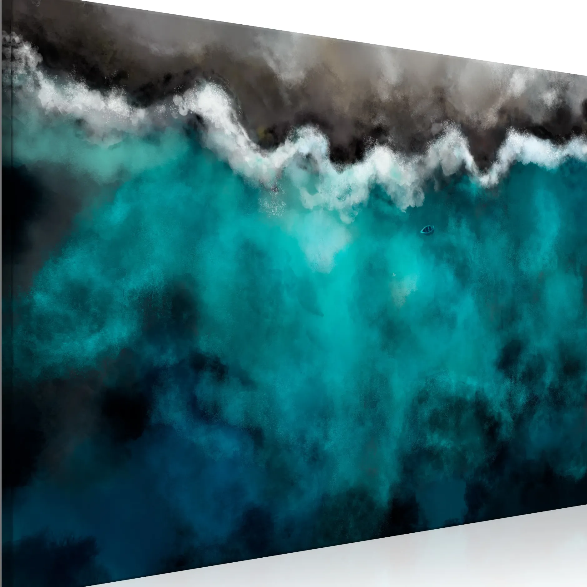 Kunstdruck auf Leinwand 'Blue Lagoon Wide'