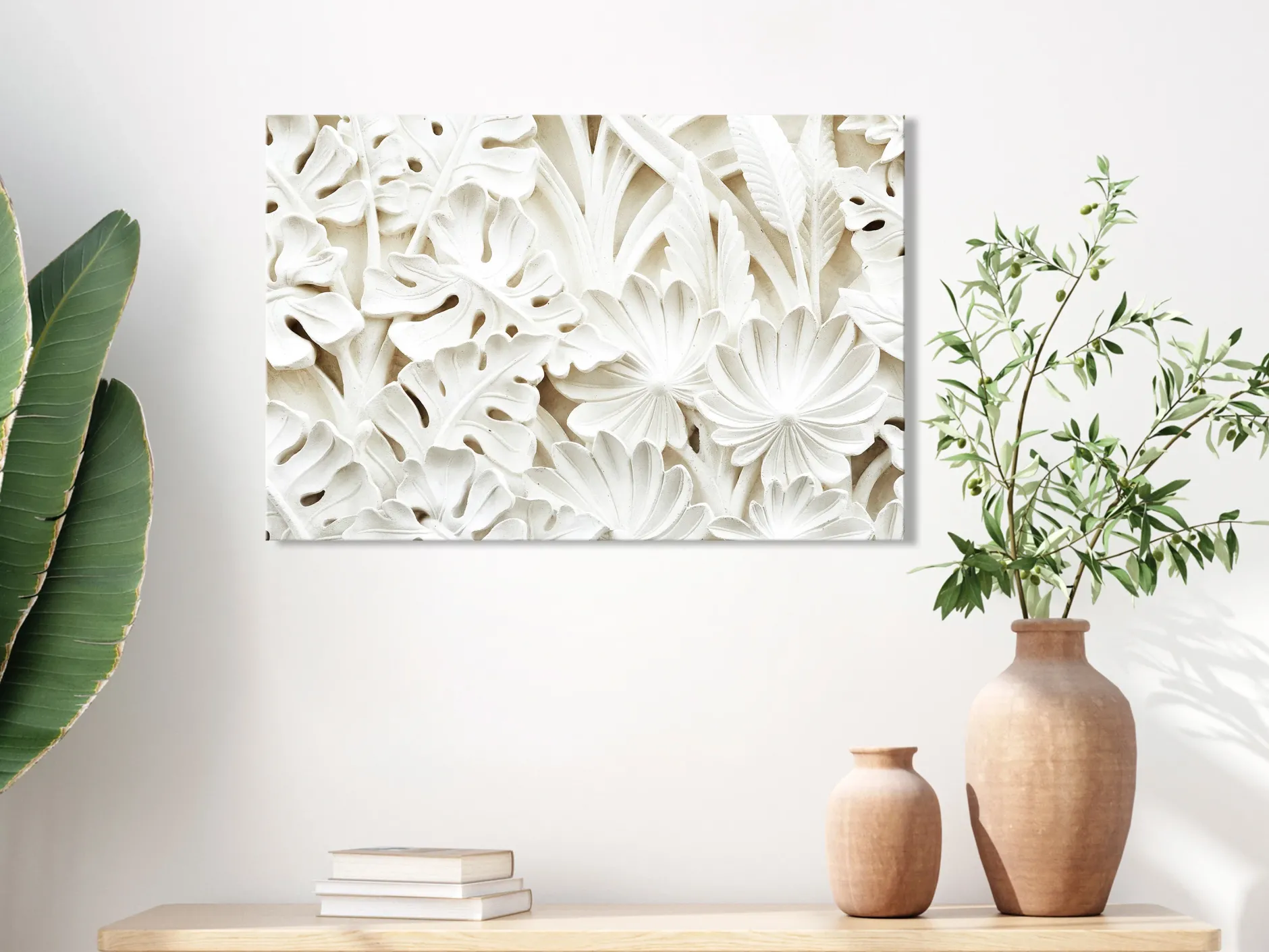 Kunstdruck auf Leinwand 'Ceramic Leaves Wide'