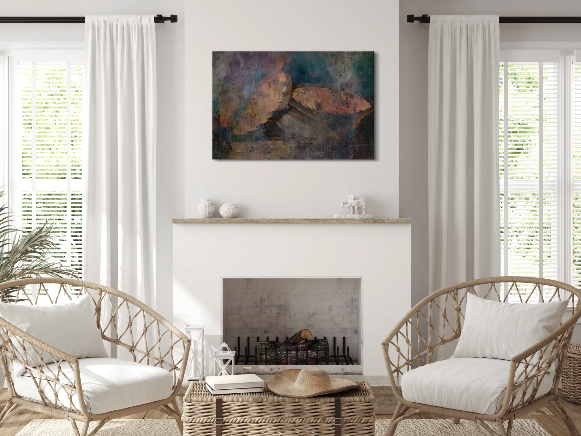 Kunstdruck auf Leinwand 'Copper Leaves Wide'