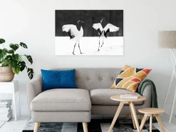 Kunstdruck auf Leinwand 'Dancing Cranes Wide'