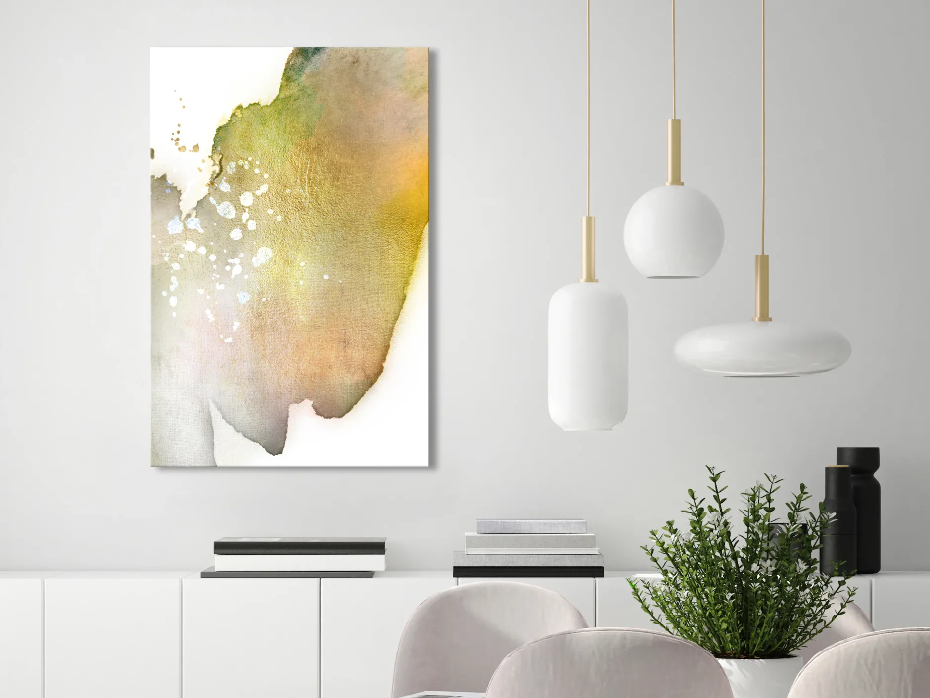 Kunstdruck auf Leinwand 'Golden Touch Vertical'