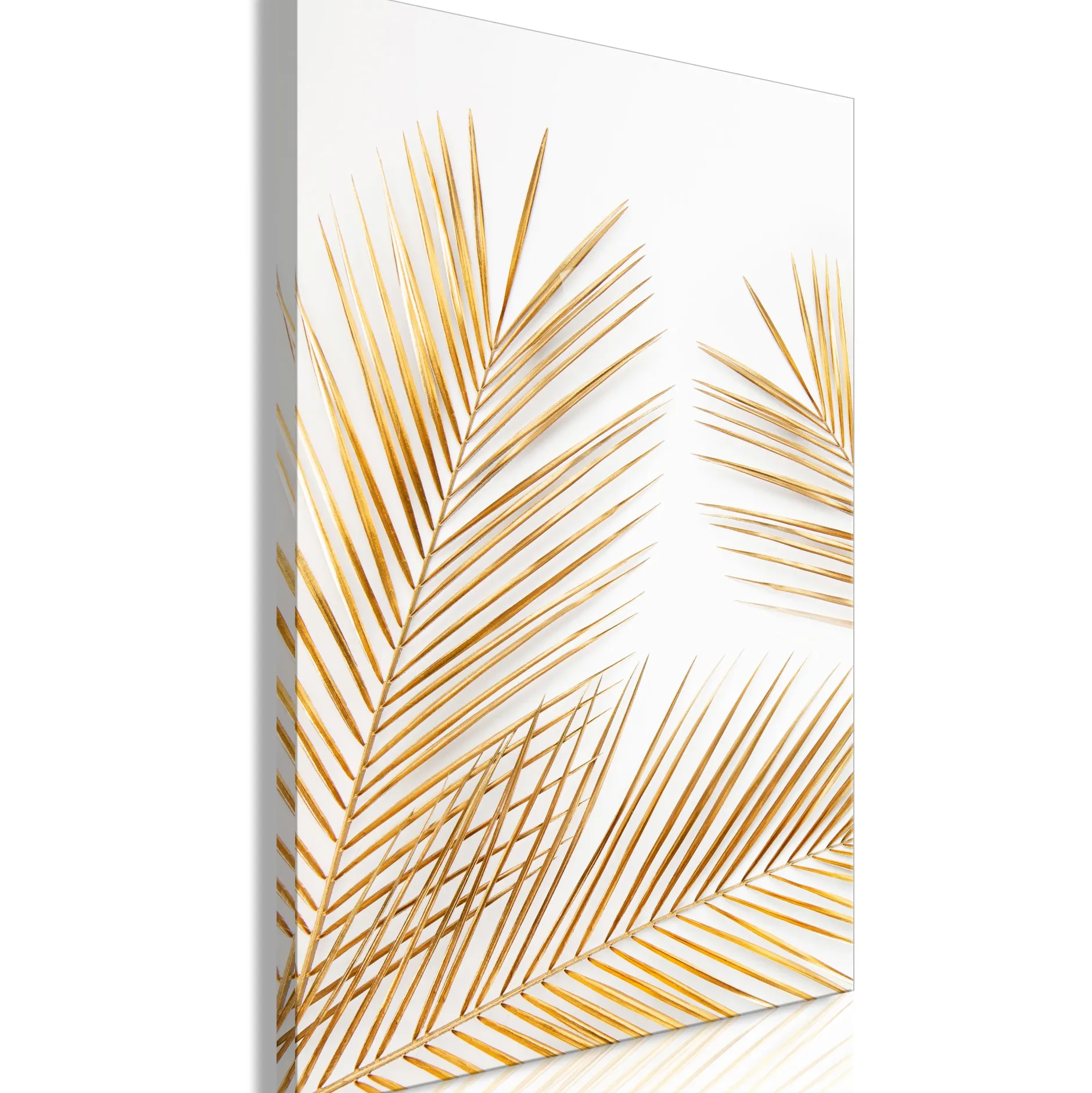 Kunstdruck auf Leinwand 'Golden Palm Leaves Vertical'