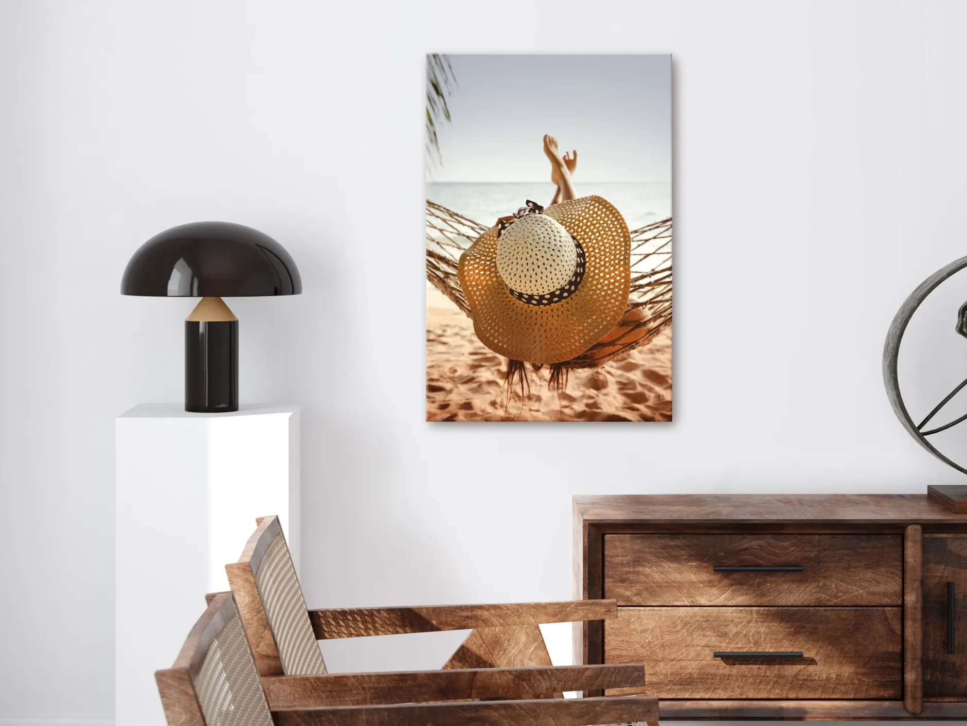 Kunstdruck auf Leinwand 'Hammock on the Beach Vertical'