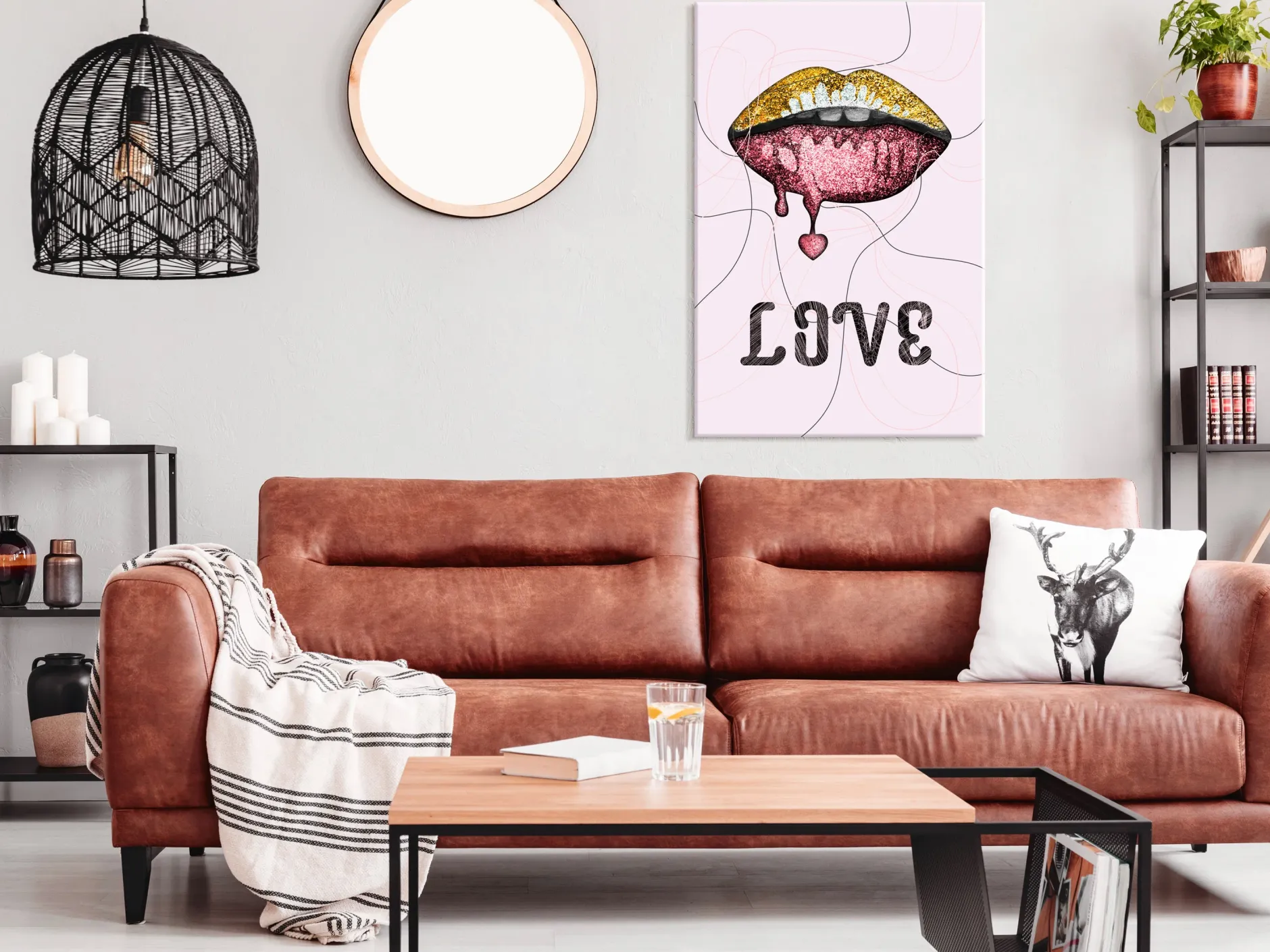 Kunstdruck auf Leinwand 'Liquid Lips Vertical'